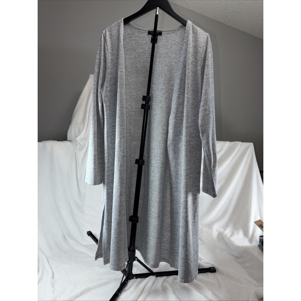 Love Ryan Open Cardigan Medium Gray Side Slit Lightweight Layer Cottagecore Boho